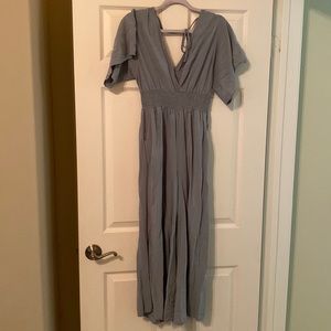 light blue/green jumpsuit